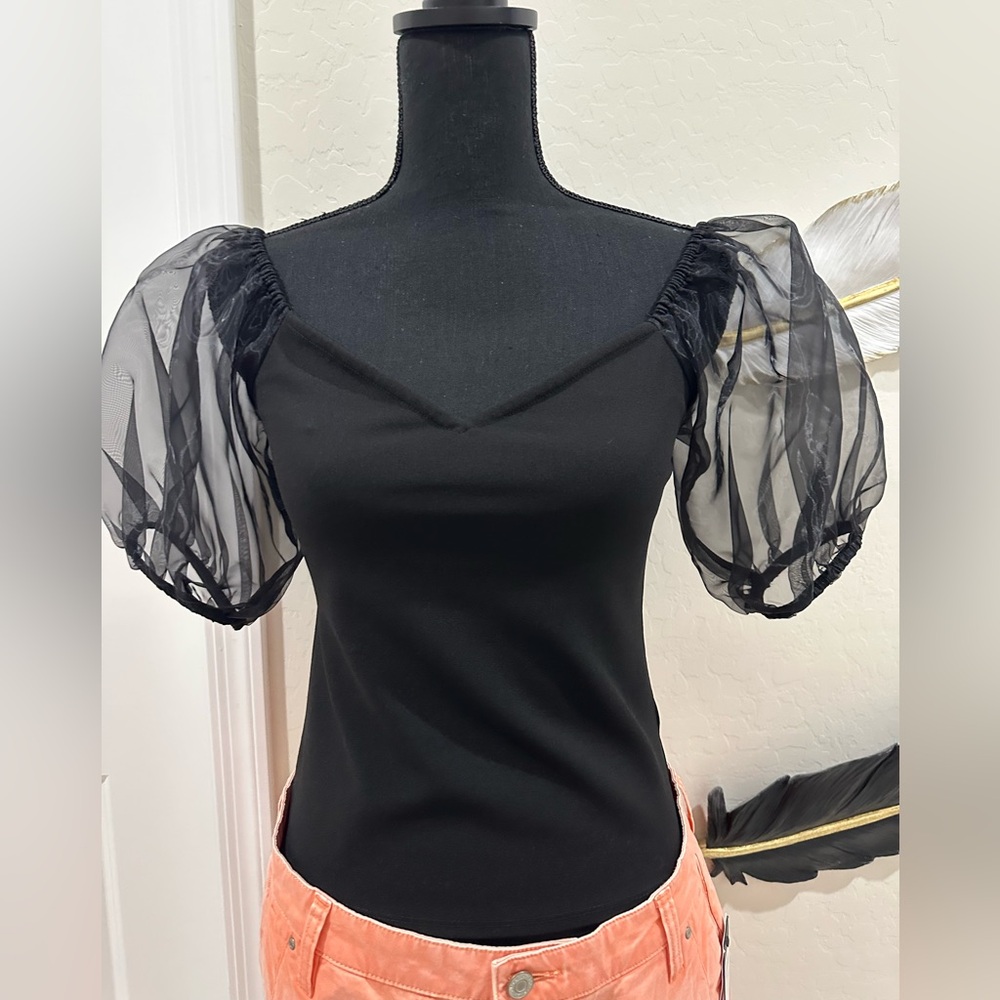 Express Black Puff Sleeve Blouse